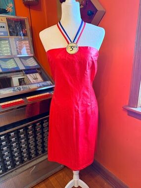 Fashion Brand Company 3rd place medal faux leather halter dress 2X
